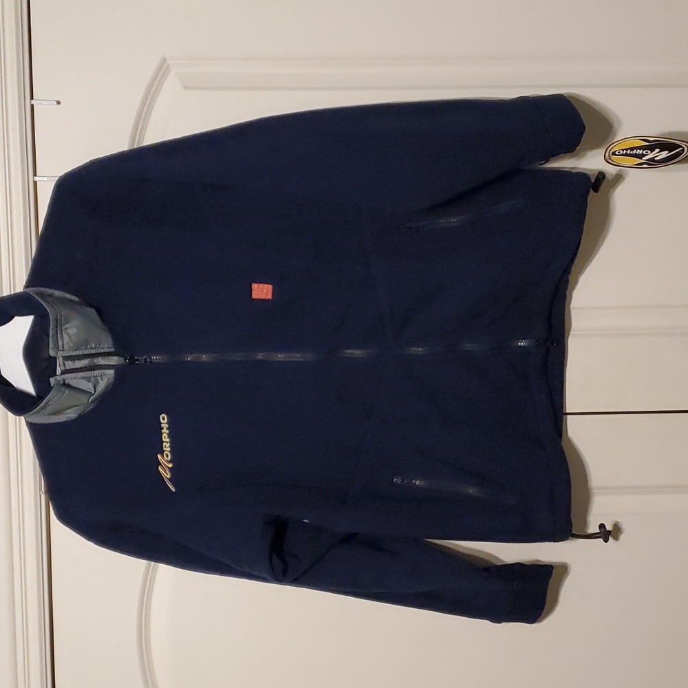 Morpho Long Sleeve Fleece Jacket W/Pockets Dark Blue/Gray Size LARGE NEW W/TAGS